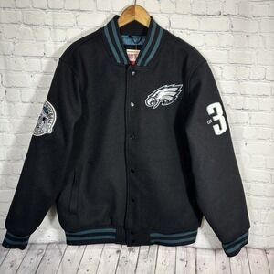 NWT Mens  NFL Ultra Game Philadelphia Eagles Black‎ Varsity Jacket Large